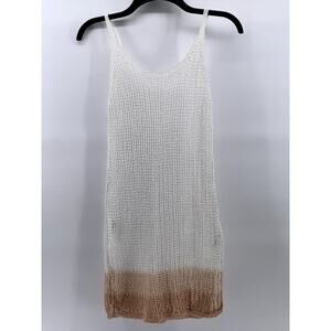 SHEIN Women's White-Brown Ombre Knit Scoop-Neck Knee Length Swim Coverup SZ 4